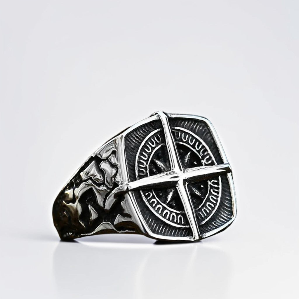 Bague Acier Homme | Compas simple - Argenté - Oxior