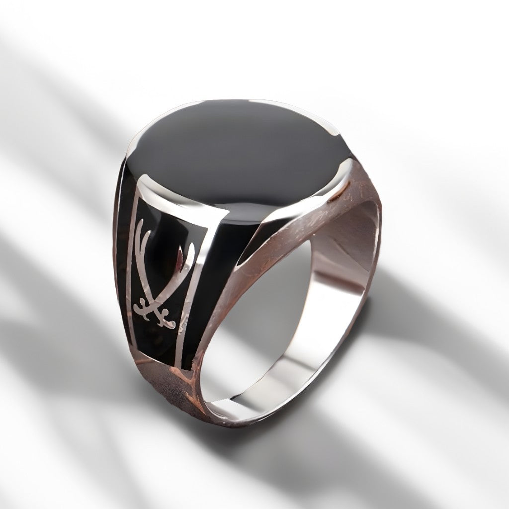 Bague Argent Homme | Modèle Chevalière Double Sabre – Argent 925 - Oxior