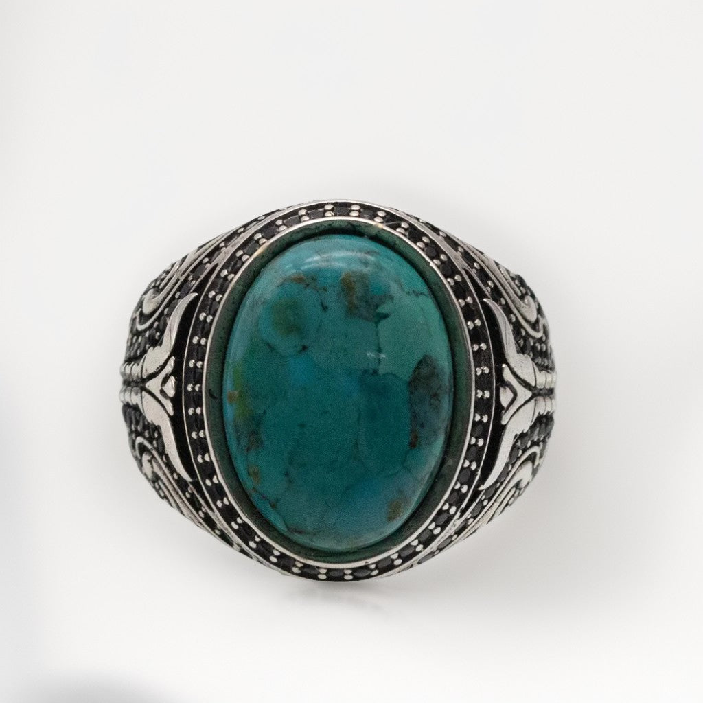 Bague Argent Homme | Modèle Chevalière Sylva – Turquoise – Argent 925 - Oxior