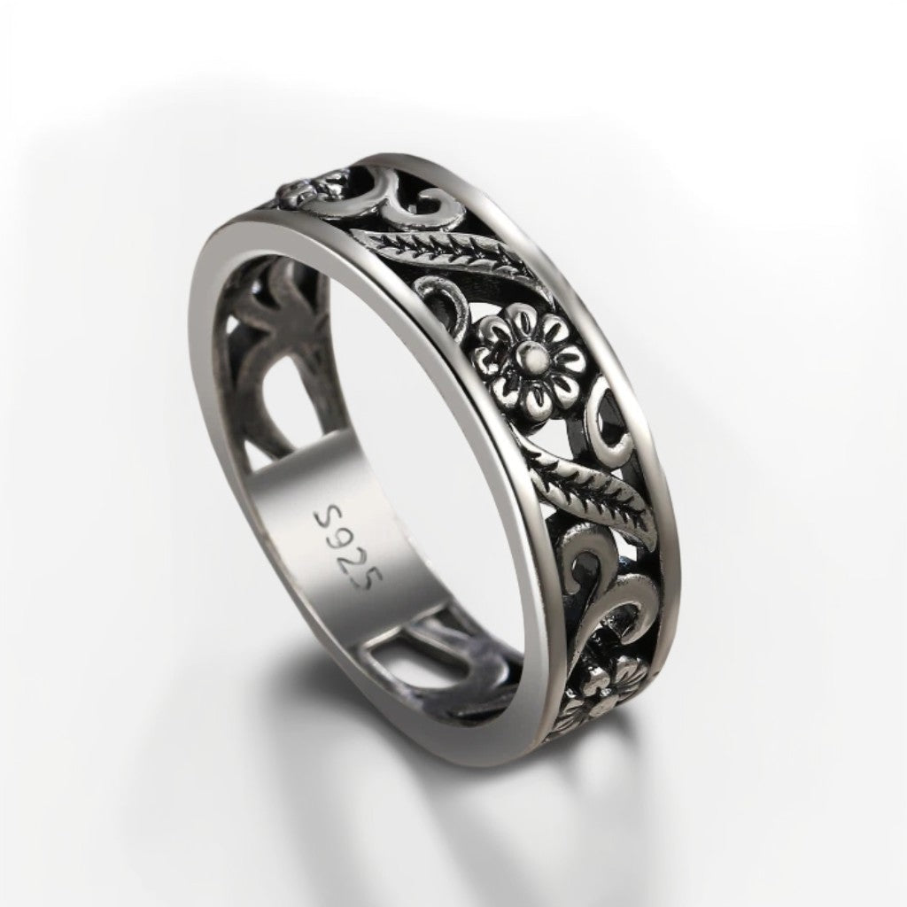 Bague Argent Homme | Modèle Fleuri - Argent Sterling 925 - Oxior