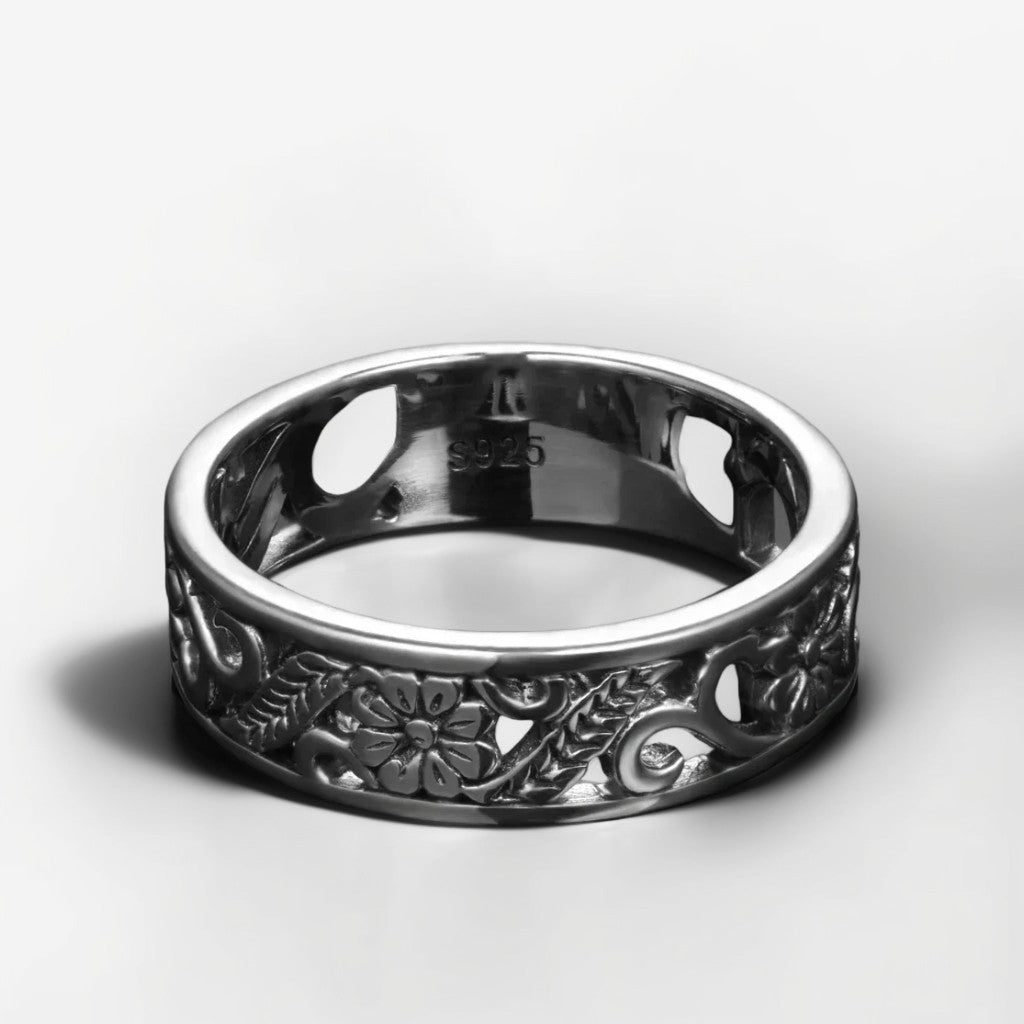 Bague Argent Homme | Modèle Fleuri - Argent Sterling 925 - Oxior