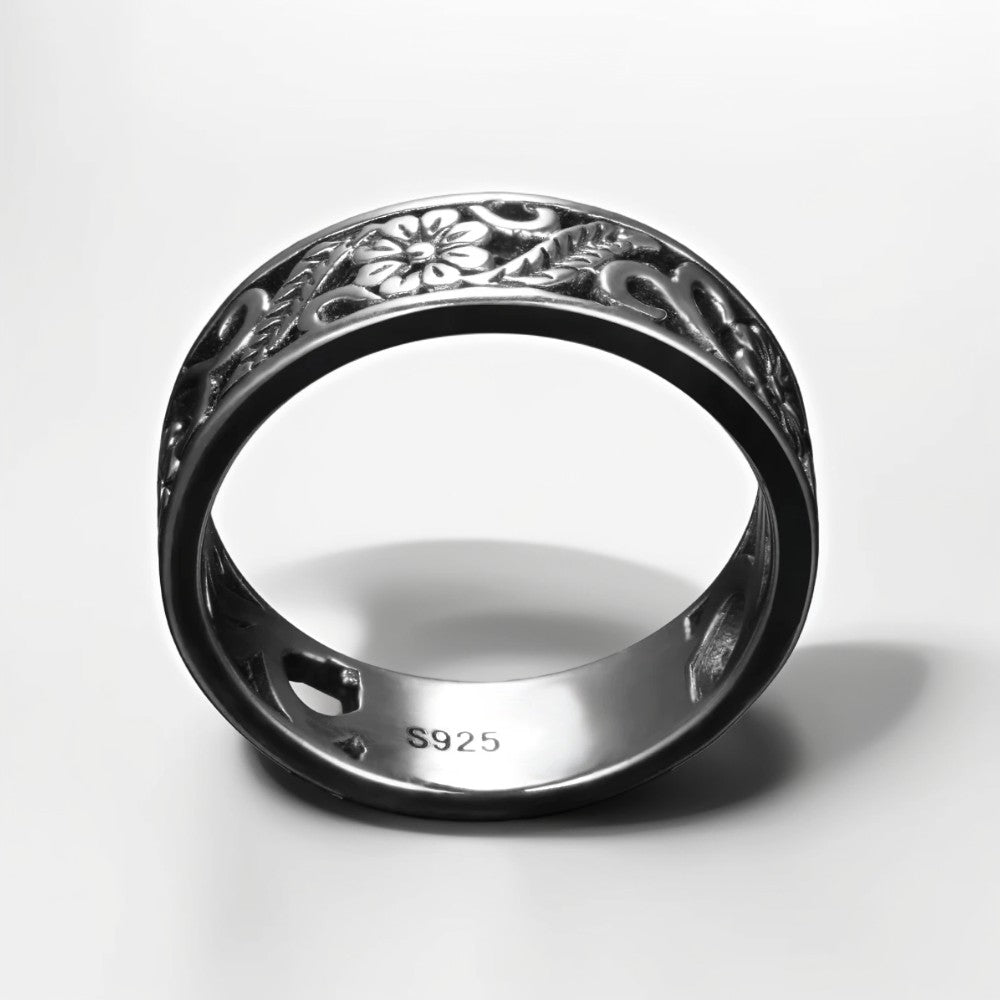 Bague Argent Homme | Modèle Fleuri - Argent Sterling 925 - Oxior