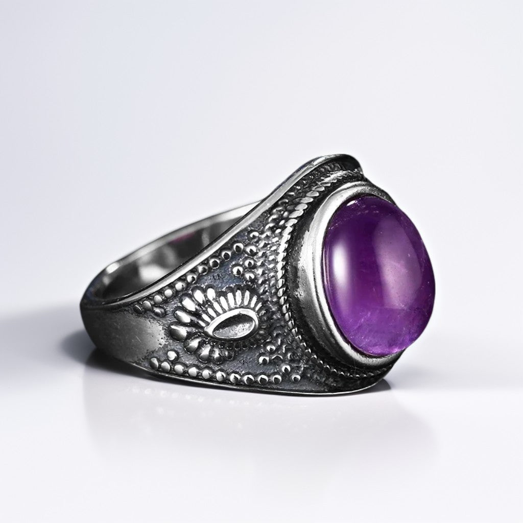 Bague Argent Homme | Modèle Gladiator - Améthyste - Argent Sterling 925 - Oxior