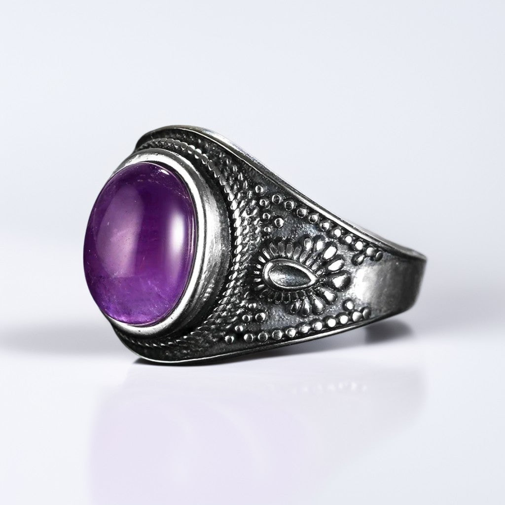 Bague Argent Homme | Modèle Gladiator - Améthyste - Argent Sterling 925 - Oxior