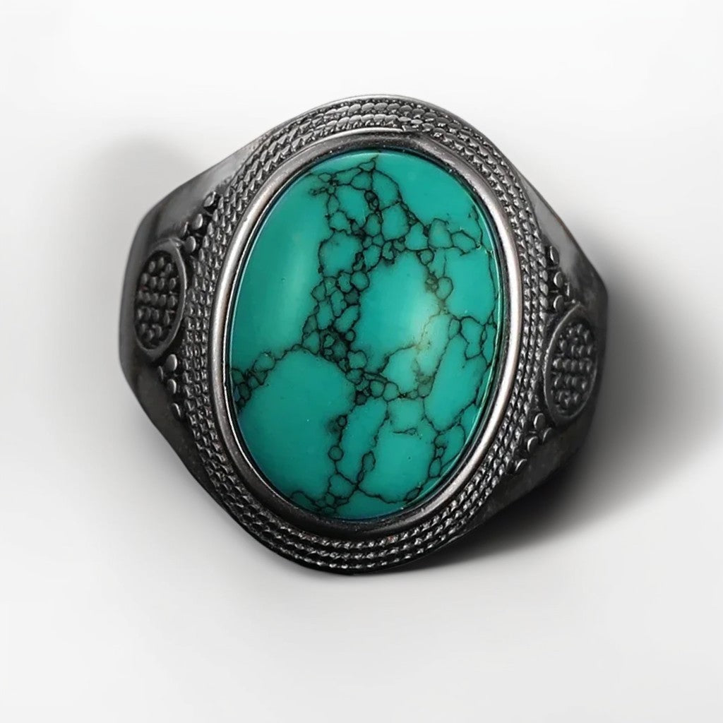 Bague Argent Homme | Modèle Turquoise Simple - Argent Sterling 925 - Oxior
