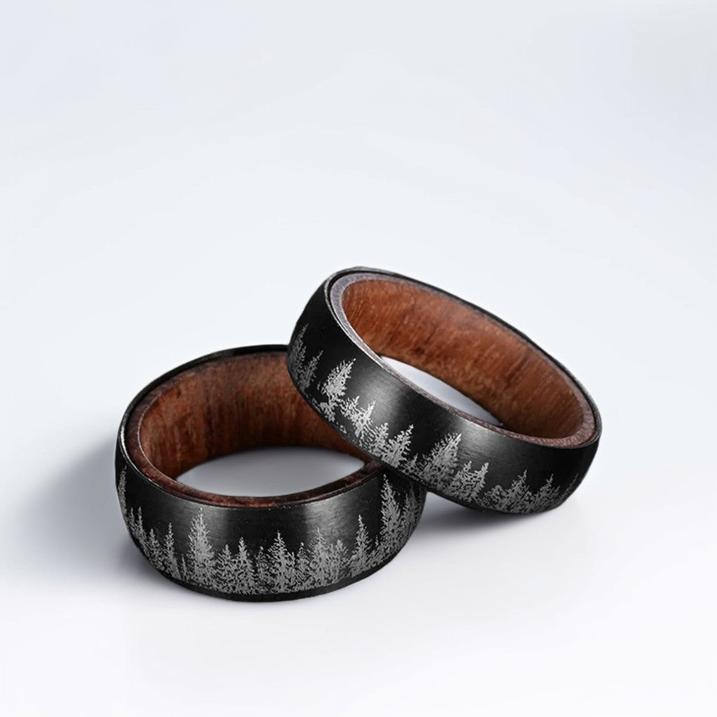 Bague Bois Homme | Modèle Forêt - Bois & Acier - Oxior