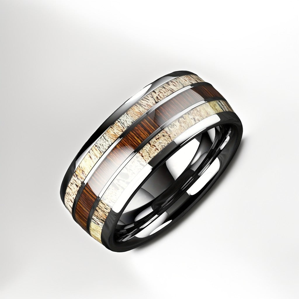 Bague Bois Homme | Modèle Fusion - Bois & Acier - Oxior