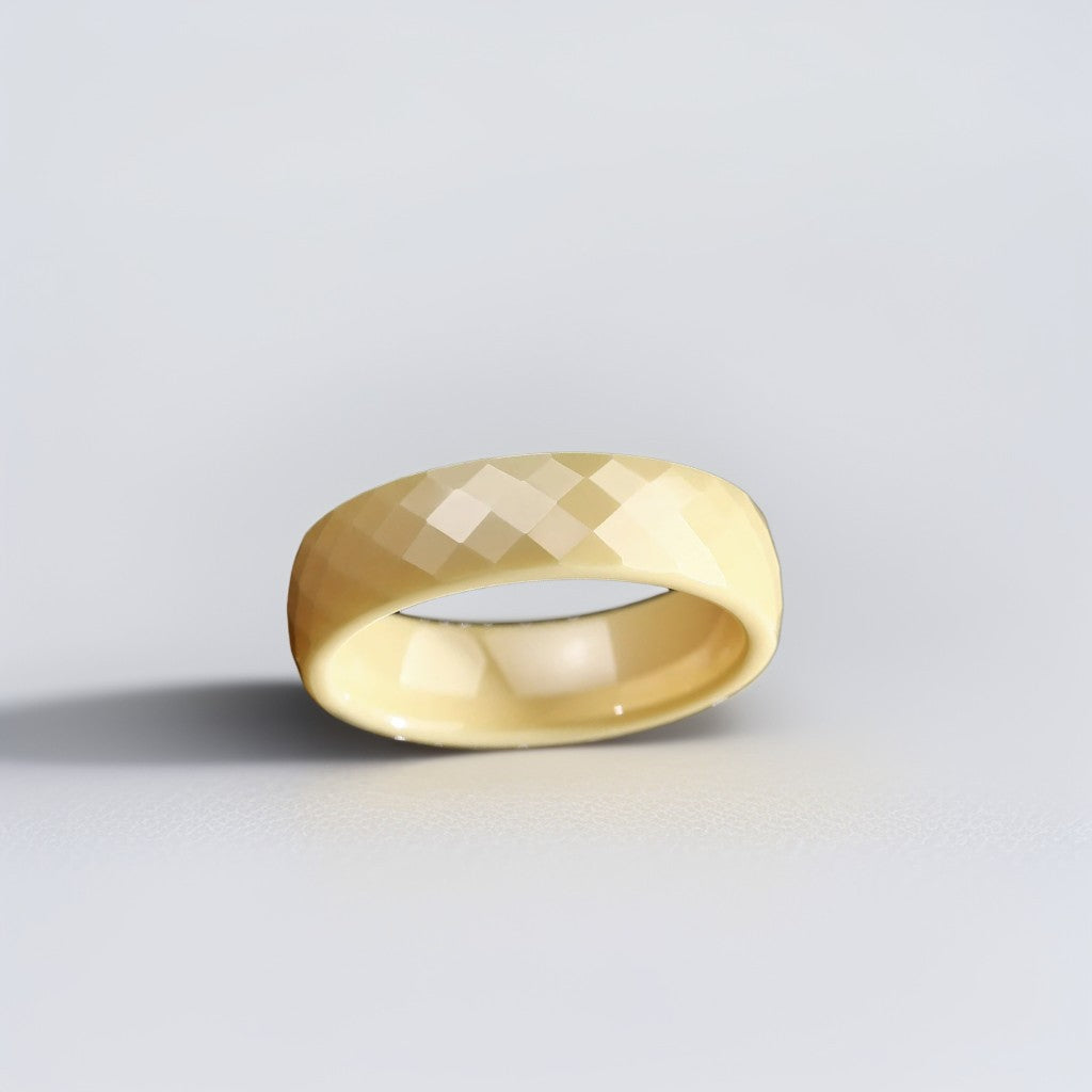 Bague Céramique Homme | Jaune Facette - Oxior