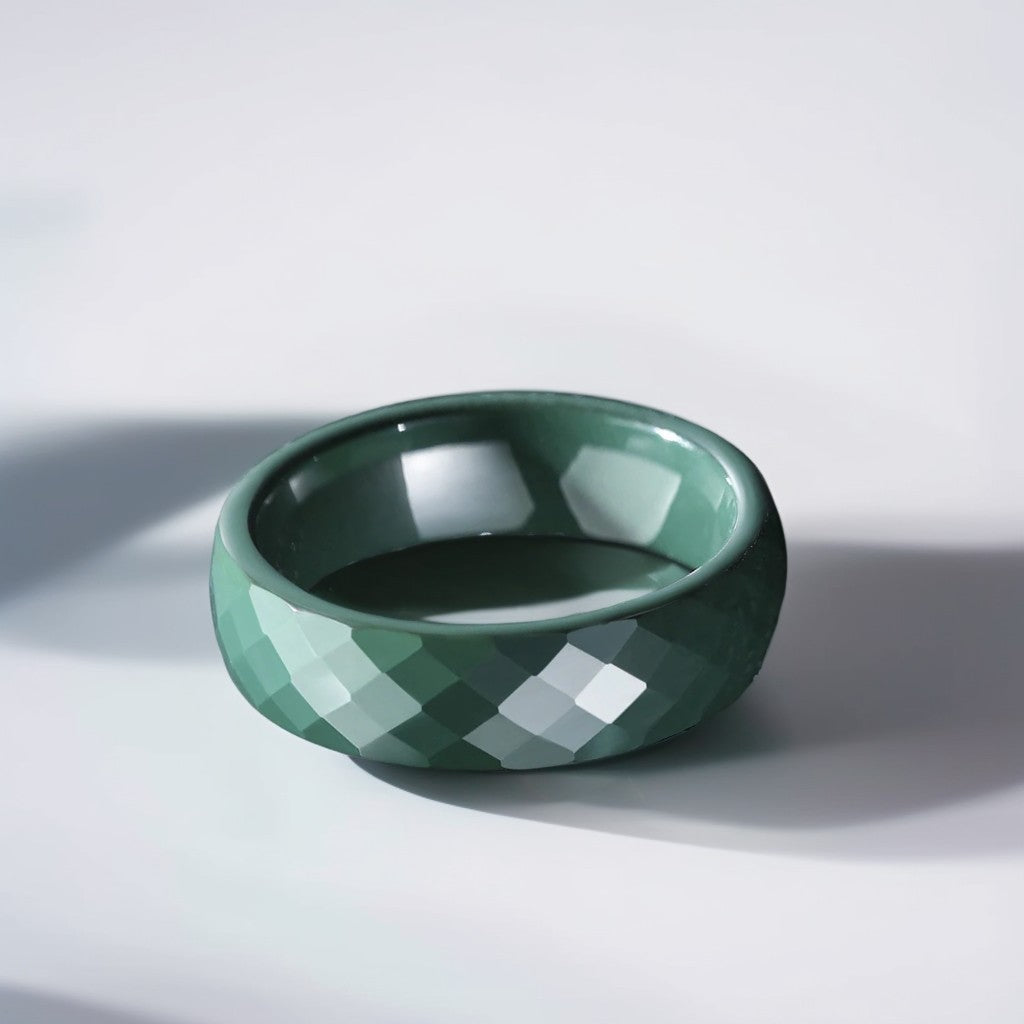 Bague Céramique Homme | Vert Facette - Oxior