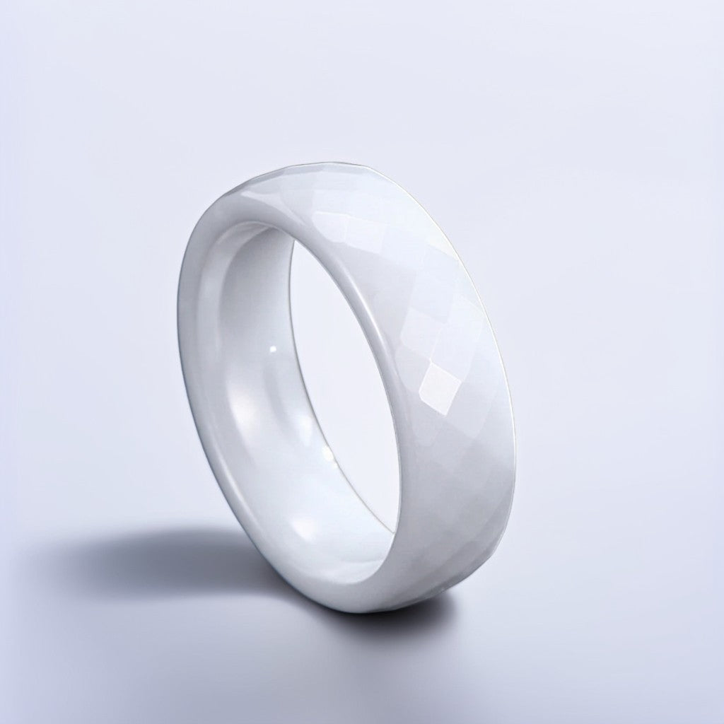 Bague Céramique Homme | Blanc Facette - Oxior