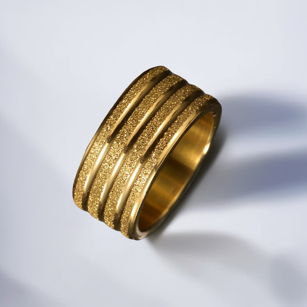 Bague Homme Dorée | Modèle Quatro - Acier Inoxydable - Oxior