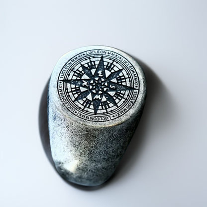Bague Acier Homme | Chevalière Boussole - Argenté - Oxior