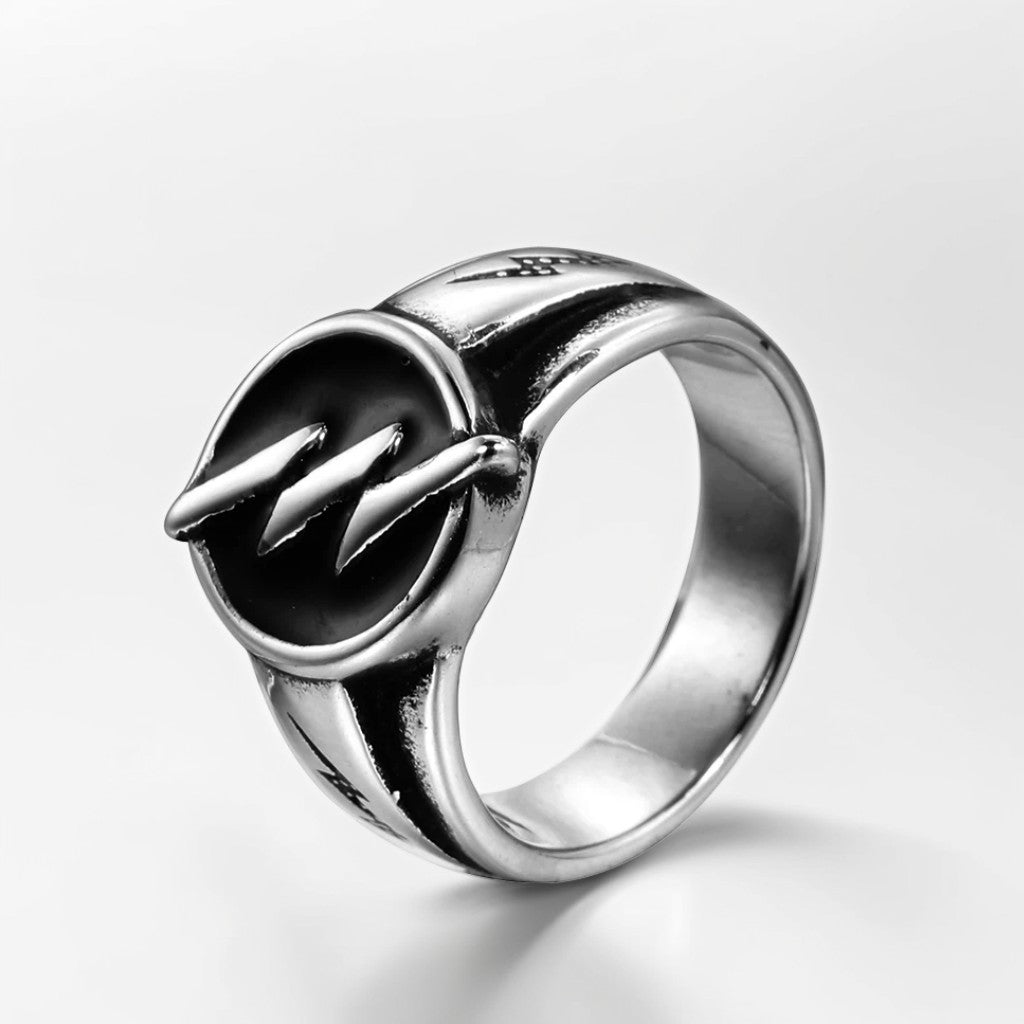 Bague Acier Homme | Chevalière Flash Noir - Argentée - Oxior