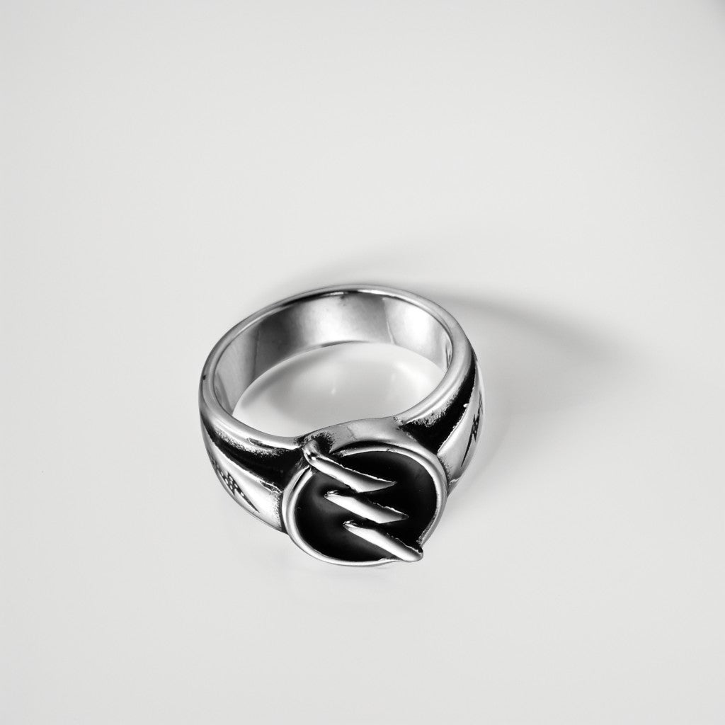 Bague Acier Homme | Chevalière Flash Noir - Argentée - Oxior