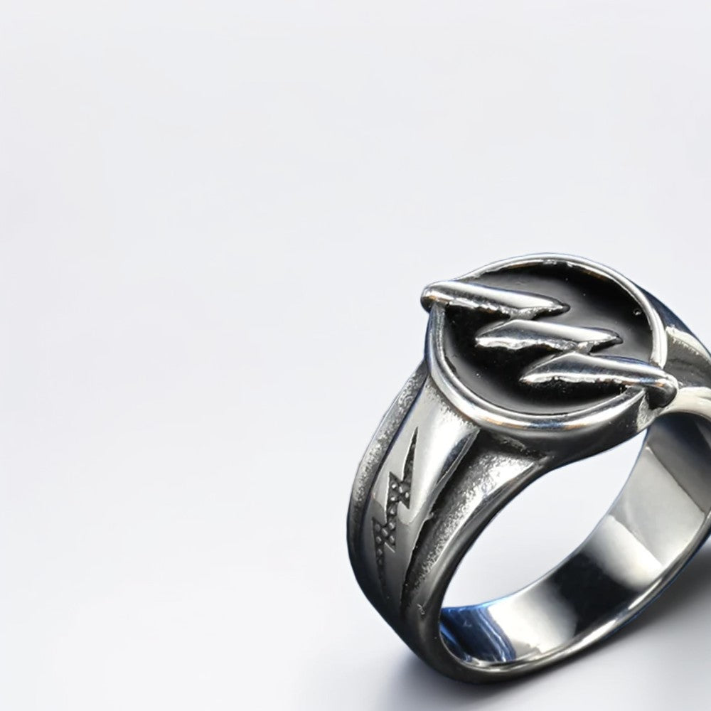 Bague Acier Homme | Chevalière Flash Noir - Argentée - Oxior