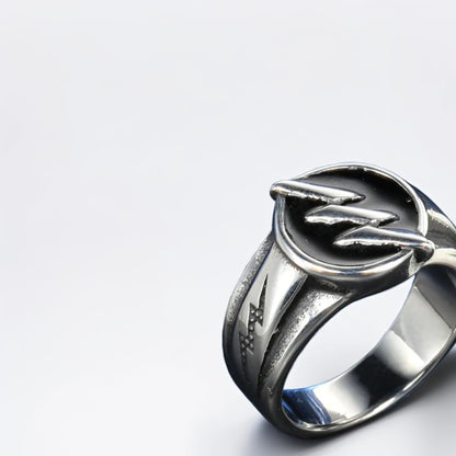 Bague Acier Homme | Chevalière Flash Noir - Argentée - Oxior