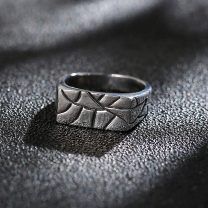 Bague Acier Homme | Chevalière Fractures - Argentée - Oxior