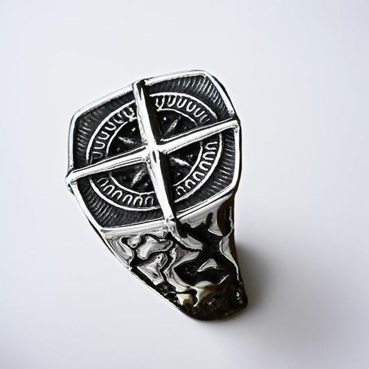 Bague Acier Homme | Compas simple - Argenté - Oxior