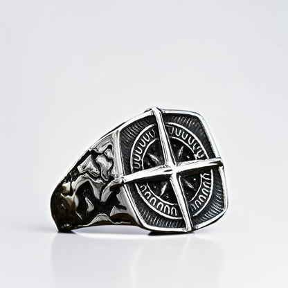 Bague Acier Homme | Compas simple - Argenté - Oxior