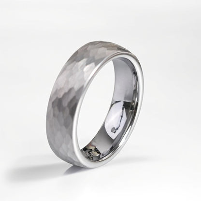 Bague Acier Homme | Modèle Martelé - Acier Inoxydable - Oxior