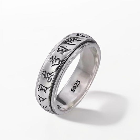 Bague Anti Stress Homme | Modèle Compassion Tibétaine - Argent Sterling 925 - Oxior