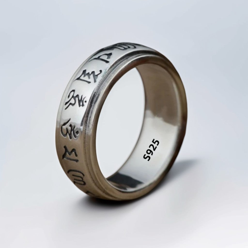 Bague Anti Stress Homme | Modèle Compassion Tibétaine - Argent Sterling 925 - Oxior