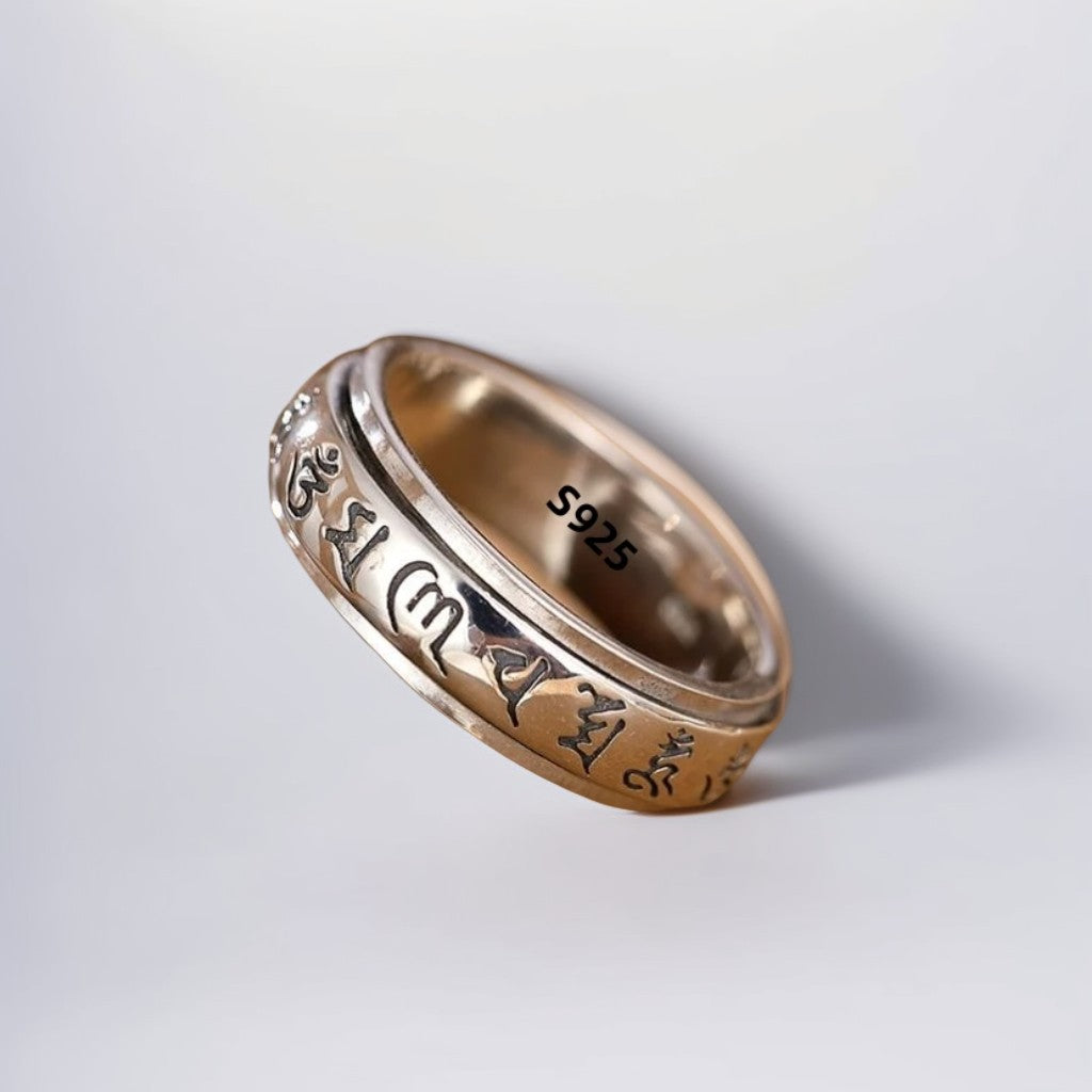 Bague Anti Stress Homme | Modèle Compassion Tibétaine - Argent Sterling 925 - Oxior