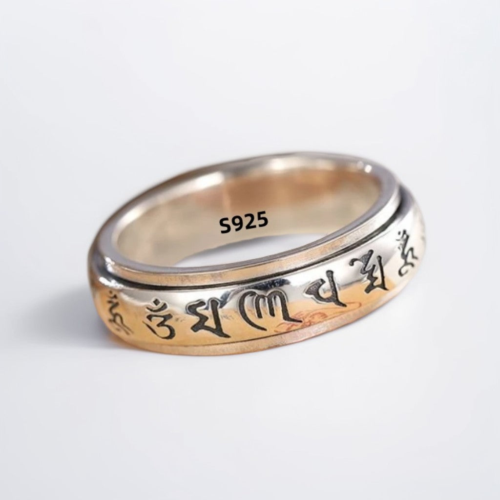 Bague Anti Stress Homme | Modèle Compassion Tibétaine - Argent Sterling 925 - Oxior
