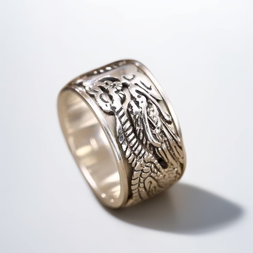 Bague Anti Stress Homme | Modèle Dragon - Argent Sterling 925 - Oxior