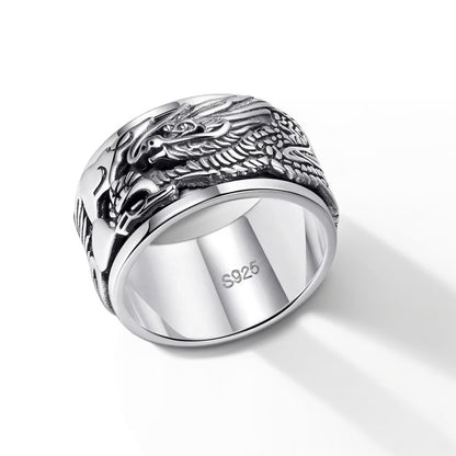 Bague Anti Stress Homme | Modèle Dragon - Argent Sterling 925 - Oxior