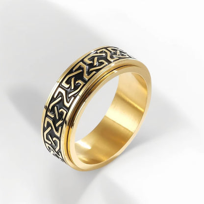 Bague Anti Stress Homme | Modèle Entrelacs Doré – Acier Inoxydable - Oxior