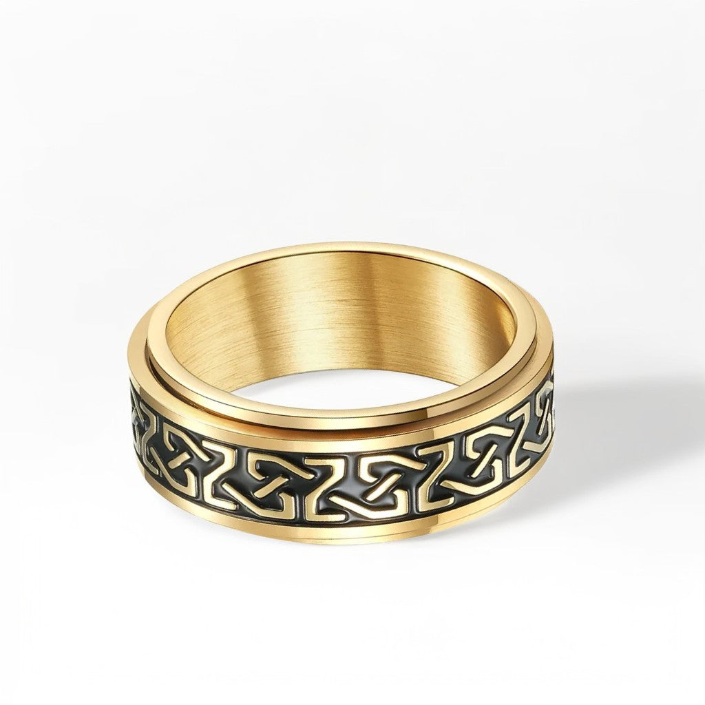 Bague Anti Stress Homme | Modèle Entrelacs Doré – Acier Inoxydable - Oxior