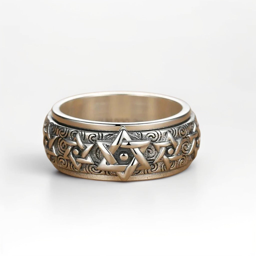 Bague Anti Stress Homme | Modèle Etoile de David - Argent Sterling 925 - Oxior