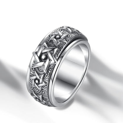 Bague Anti Stress Homme | Modèle Etoile de David - Argent Sterling 925 - Oxior