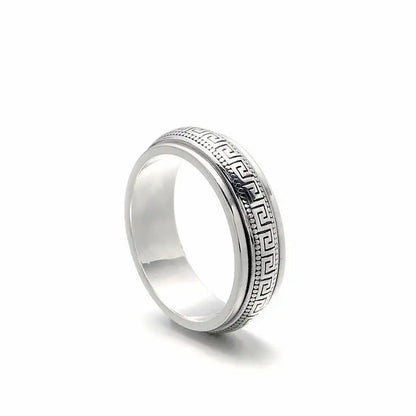 Bague Anti Stress Homme | Modèle Grande Muraille - Argent Sterling 925 - Oxior