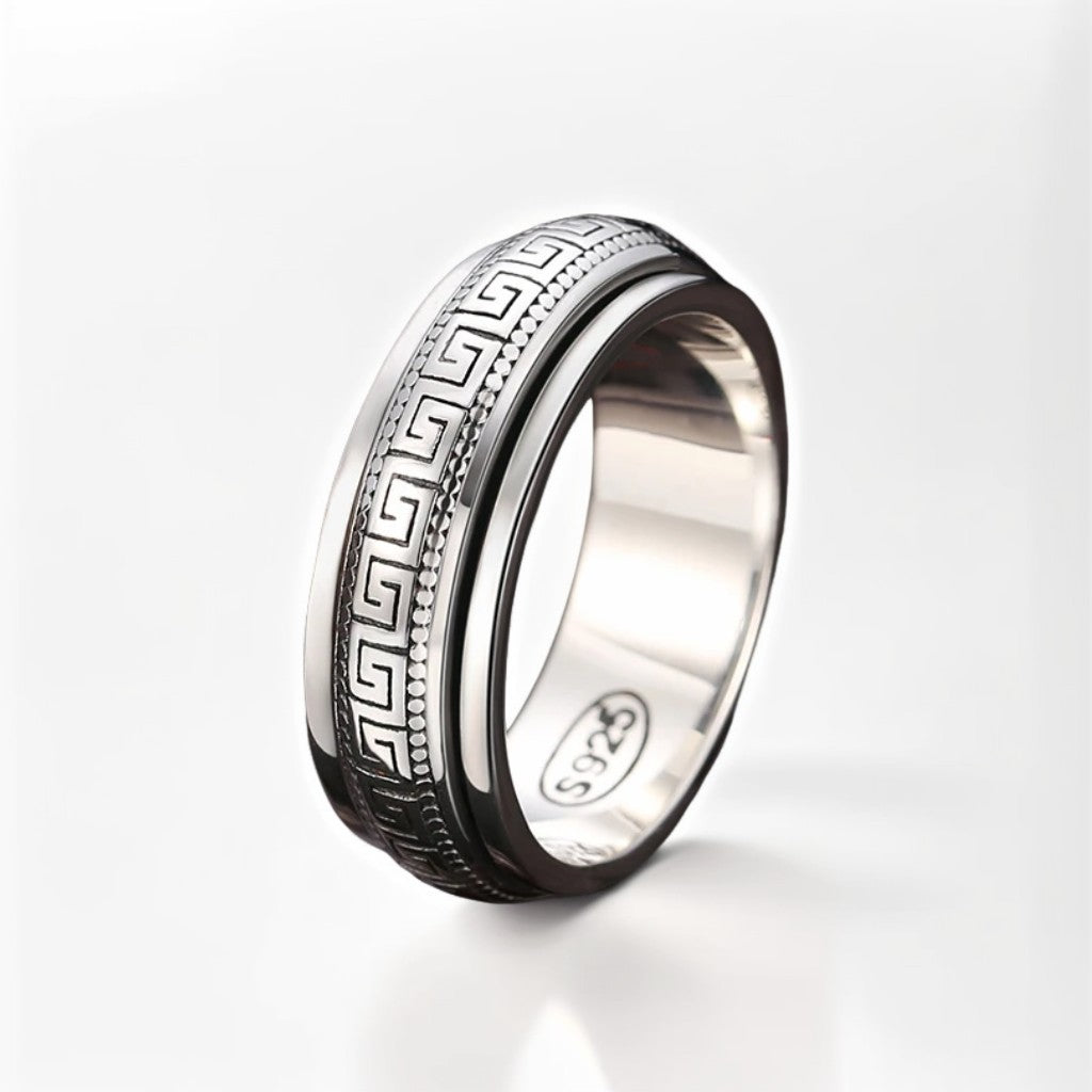 Bague Anti Stress Homme | Modèle Grande Muraille - Argent Sterling 925 - Oxior