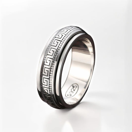 Bague Anti Stress Homme | Modèle Grande Muraille - Argent Sterling 925 - Oxior
