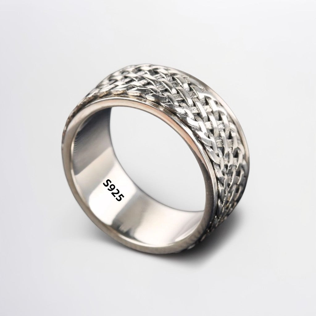 Bague Anti Stress Homme | Modèle Maillage - Argent Sterling 925 - Oxior