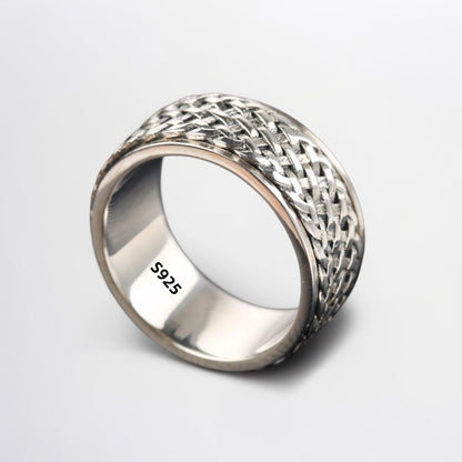 Bague Anti Stress Homme | Modèle Maillage - Argent Sterling 925 - Oxior