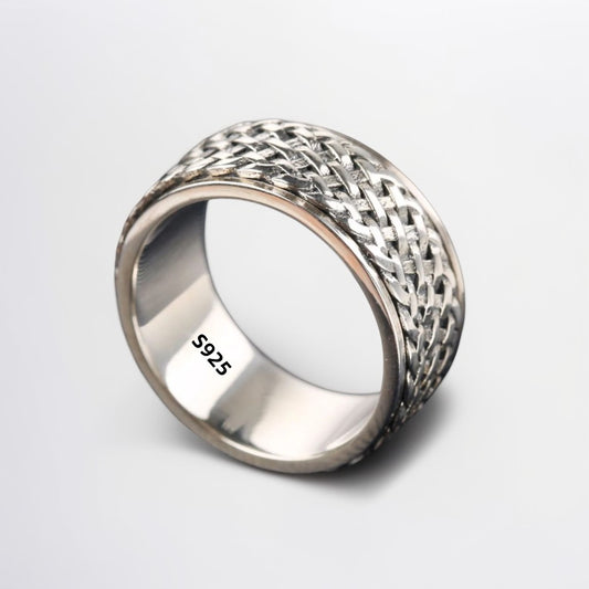 Bague Anti Stress Homme | Modèle Maillage - Argent Sterling 925 - Oxior