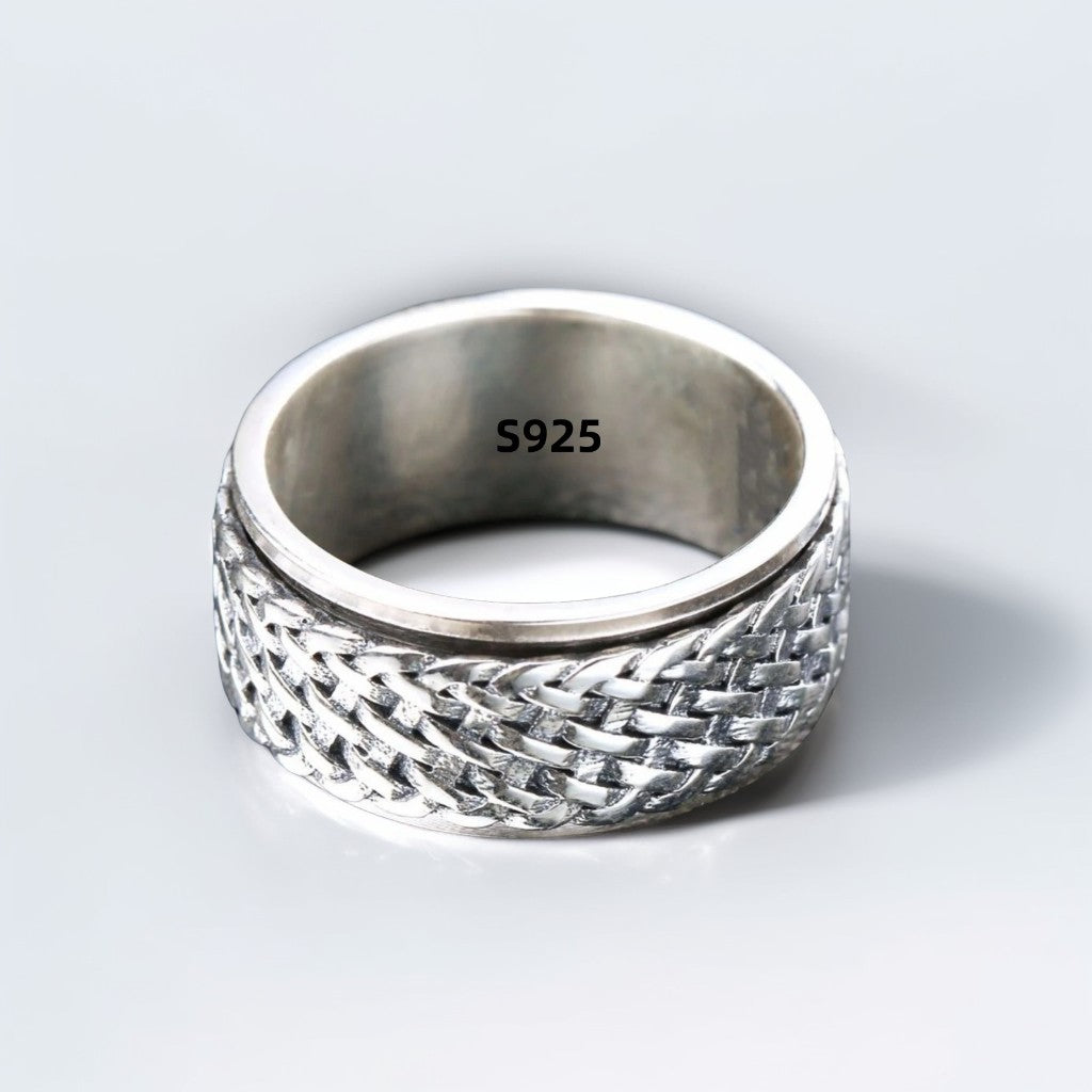 Bague Anti Stress Homme | Modèle Maillage - Argent Sterling 925 - Oxior