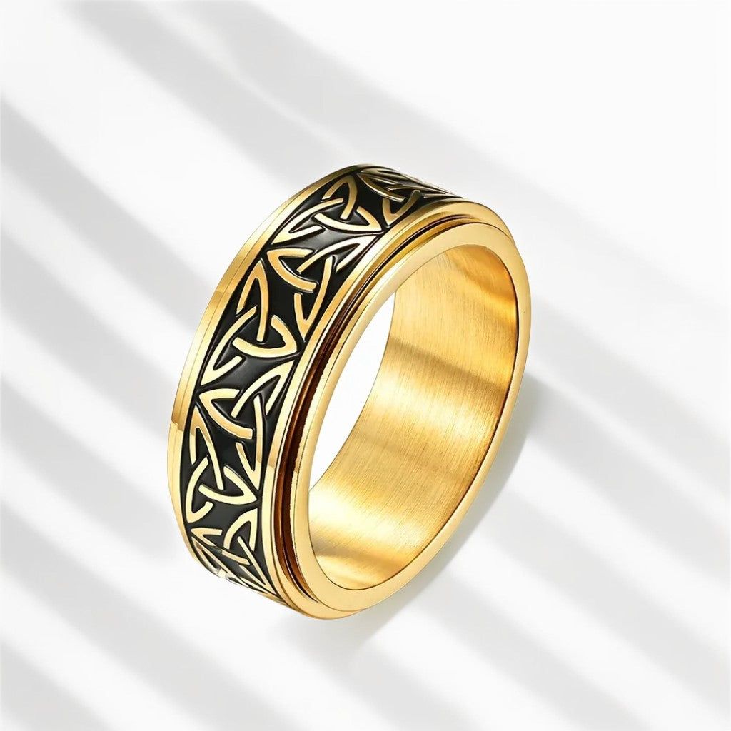 Bague Anti Stress Homme | Modèle Nœud de la Trinité Dorée – Acier Inoxydable - Oxior