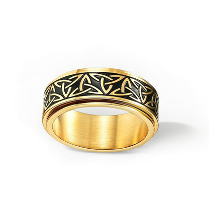 Bague Anti Stress Homme | Modèle Nœud de la Trinité Dorée – Acier Inoxydable - Oxior