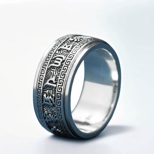 Bague Anti Stress Homme | Modèle Om Mani Padme Hum – Argent Sterling 925 - Oxior