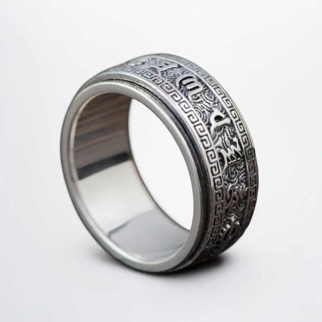 Bague Anti Stress Homme | Modèle Om Mani Padme Hum – Argent Sterling 925 - Oxior