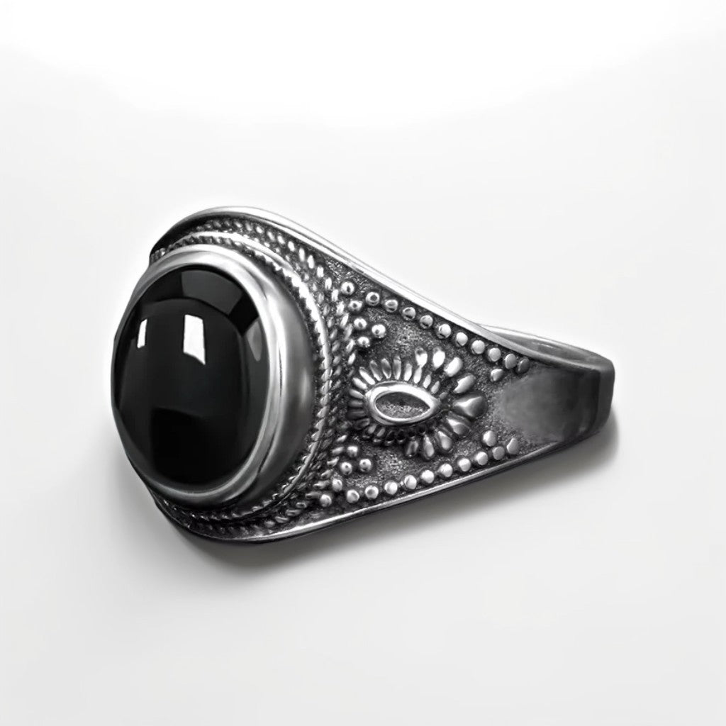 Bague Argent Homme | Modèle Agathe Noire Gladiator - Argent Sterling 925 - Oxior