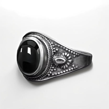 Bague Argent Homme | Modèle Agathe Noire Gladiator - Argent Sterling 925 - Oxior