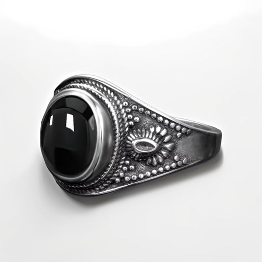 Bague Argent Homme | Modèle Agathe Noire Gladiator - Argent Sterling 925 - Oxior
