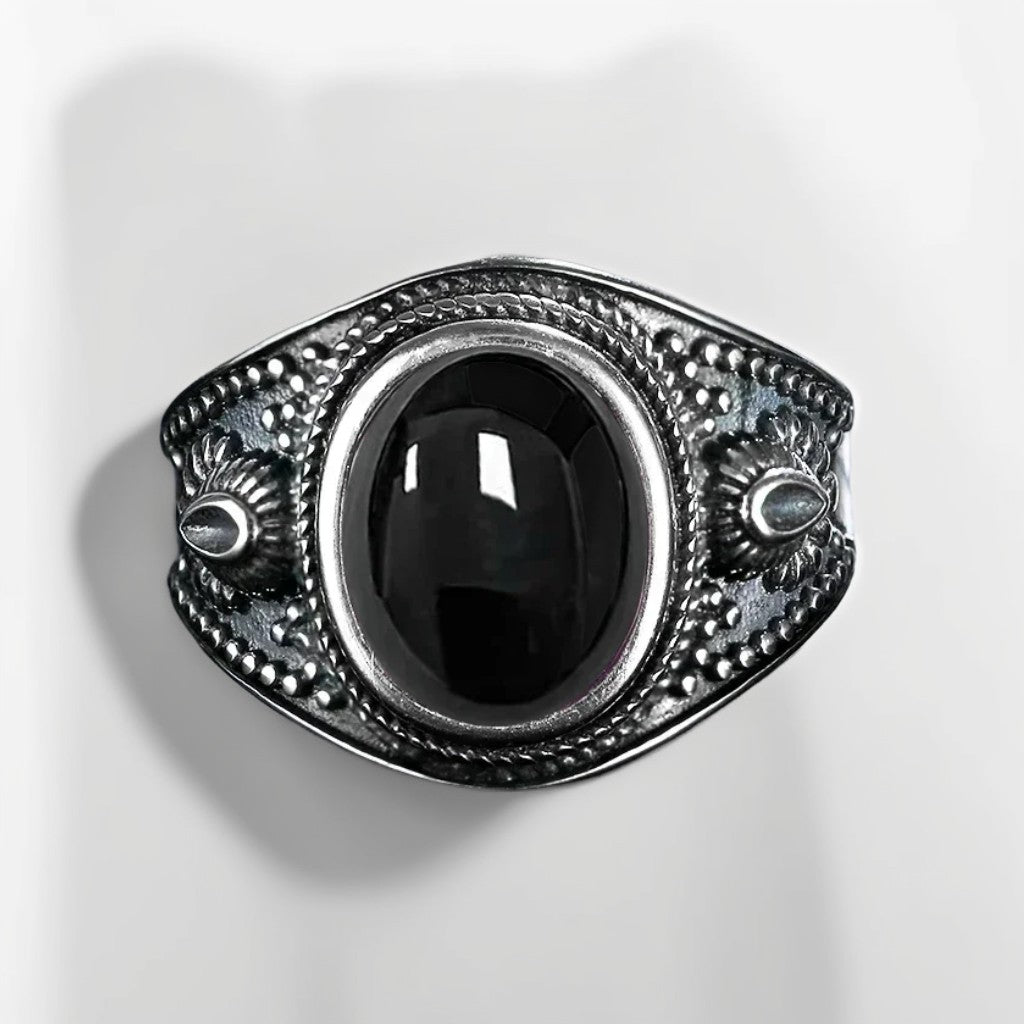 Bague Argent Homme | Modèle Agathe Noire Gladiator - Argent Sterling 925 - Oxior