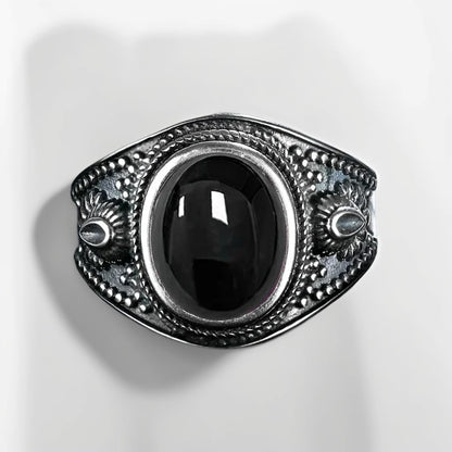 Bague Argent Homme | Modèle Agathe Noire Gladiator - Argent Sterling 925 - Oxior
